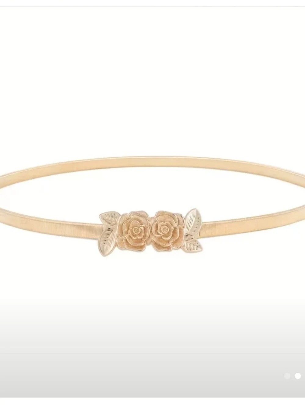 Gold-Tone Rose Flower Elastic Waist Belt Size Small NIP